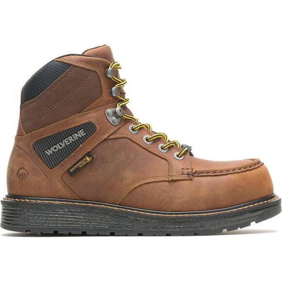 NEW WOLVERINE men's hellcat moc toe wedge carbonmax 6 in work boots in tobacco